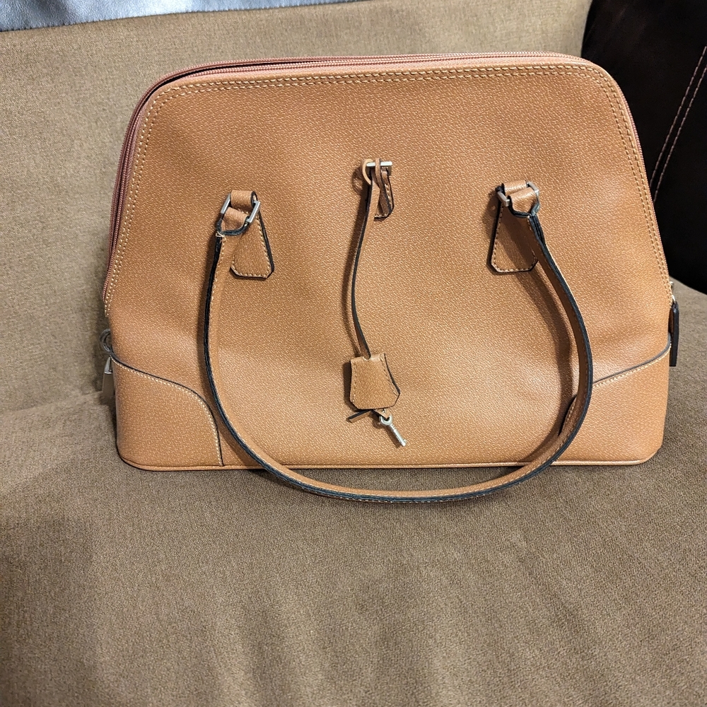 Faux Leather Purse with Lock and Key